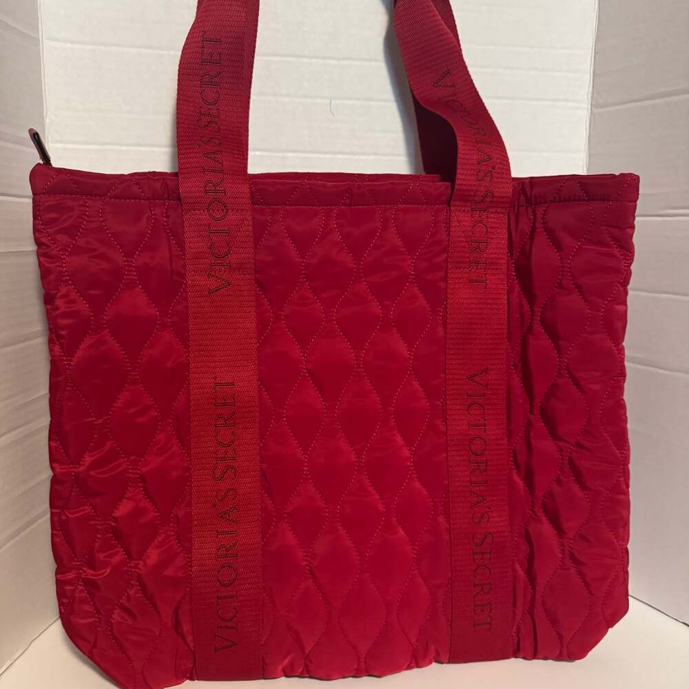 Victoria's Secret Red Quilted  Puffer Tote Bag